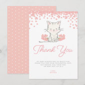 Roze Flowers Kitten Girl Baby shower Bedankkaart (Voorkant / Achterkant)