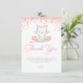 Roze Flowers Kitten Girl Baby shower Bedankkaart (Staand voorkant)