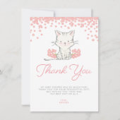Roze Flowers Kitten Girl Baby shower Bedankkaart (Voorkant)