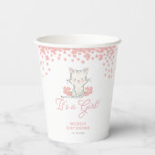 Roze Flowers Kitten Girl Baby shower Papieren Bekers (Achterkant)