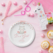 Roze Flowers Kitten Girl Baby shower Papieren Bordje (Feest)