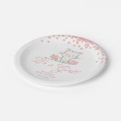 Roze Flowers Kitten Girl Baby shower Papieren Bordje (Gekanteld)