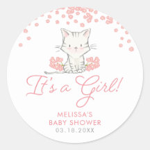 Roze Flowers Kitten Girl Baby shower