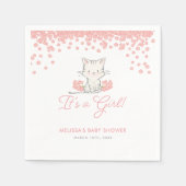 Roze Flowers Kitten Girl Baby shower Servet (Voorkant)