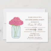Roze Flowers mason jar Housewarming Invitation Kaart (Voorkant)