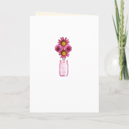 Roze Flowers Mason Jars Program Kaart (Achterkant)