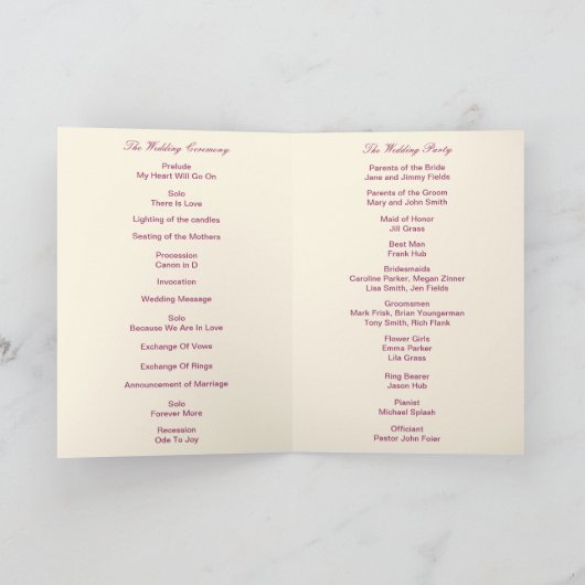 Roze Flowers Mason Jars Program Kaart (Binnen)