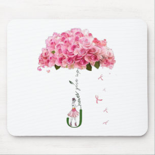 Roze Flowers Ribbon Breast Cancer Awareness Fight Muismat