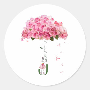 Roze Flowers Ribbon Breast Cancer Awareness Fight Ronde Sticker