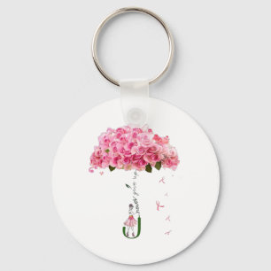 Roze Flowers Ribbon Breast Cancer Awareness Fight Sleutelhanger