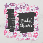 Roze Flowers Whimsical Retro Pattern Vrijgezellenf Kaart (Voorkant / Achterkant)