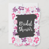 Roze Flowers Whimsical Retro Pattern Vrijgezellenf Kaart (Voorkant)