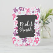 Roze Flowers Whimsical Retro Pattern Vrijgezellenf Kaart (Staand voorkant)