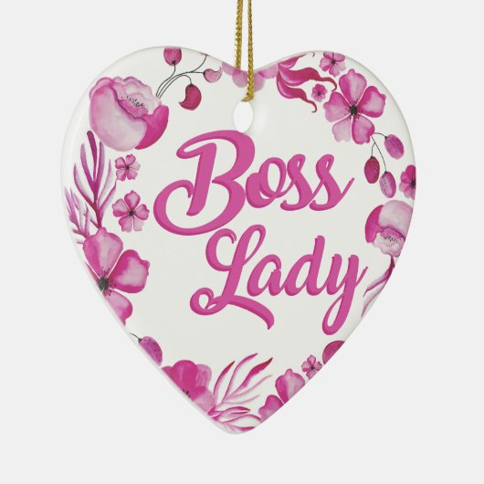 Roze Flowery Boss Lady Design Keramisch Ornament (Rechts)