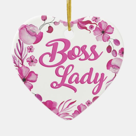 Roze Flowery Boss Lady Design Keramisch Ornament (Voorkant)