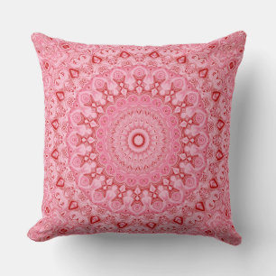 Roze Flowery Mandala Medallion Design Kussen
