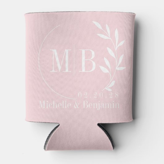 Roze Fluisterblad Trouw Monogram Blikjeskoeler (Voorkant)