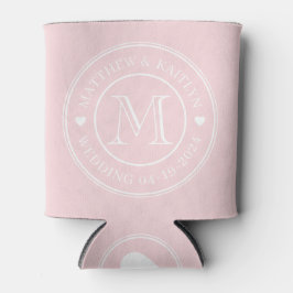 Roze Fluisterbruiloft Monogram Hart Blikjeskoeler