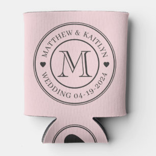 Roze Fluistering en Zwarte Trouw Monogram Hart Blikjeskoeler