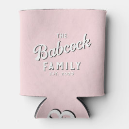 Roze Fluistering Retro Familienaam & Jaar Blikjeskoeler