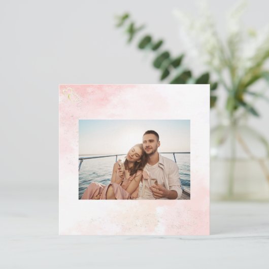 Roze fluistert bruiloft dank u kaarten (Staand voorkant)