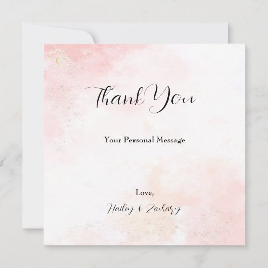 Roze fluistert bruiloft dank u kaarten (Achterkant)