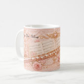 Roze Fluit Bloemige Muziek Mok (Voorkant links)