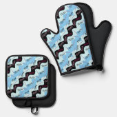 Roze Fluitpatroon Ovenwant & Pannenlap Set (Voorkant / Achterkant)