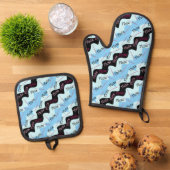 Roze Fluitpatroon Ovenwant & Pannenlap Set (Top down)