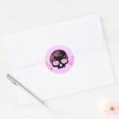 Roze fluitpatroon ronde sticker (Envelop)