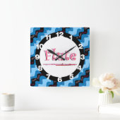 Roze Fluitpatroon Vierkante Klok (Huis)