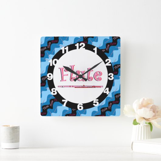 Roze Fluitpatroon Vierkante Klok (Huis)