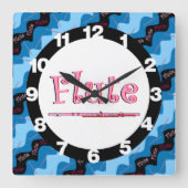 Roze Fluitpatroon Vierkante Klok (Voorkant)