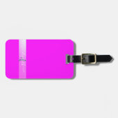Roze fluorescerend monogram bagagelabel (Voorkant horizontaal)