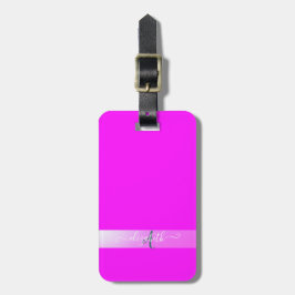 Roze fluorescerend monogram bagagelabel