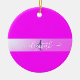Roze fluorescerend monogram keramisch ornament