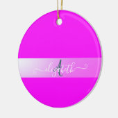 Roze fluorescerend monogram keramisch ornament (Links)