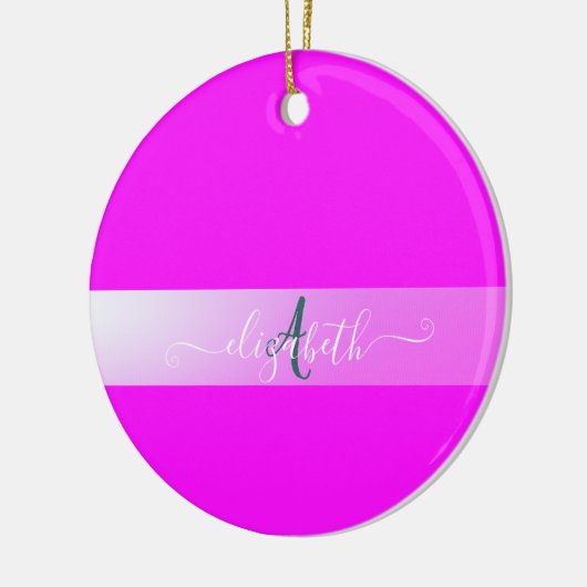 Roze fluorescerend monogram keramisch ornament (Links)