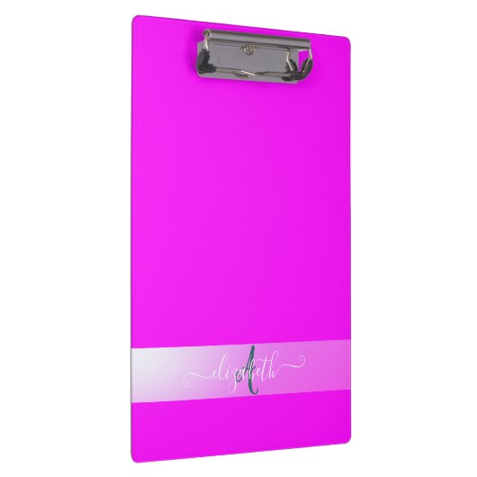 Roze fluorescerend monogram klembord (Rechts)