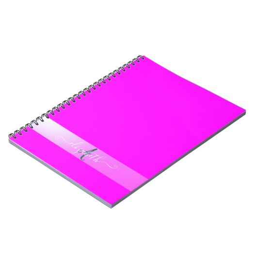 Roze fluorescerend monogram notitieboek (Linkerzijde)