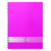 Roze fluorescerend monogram notitieboek (Voorkant)