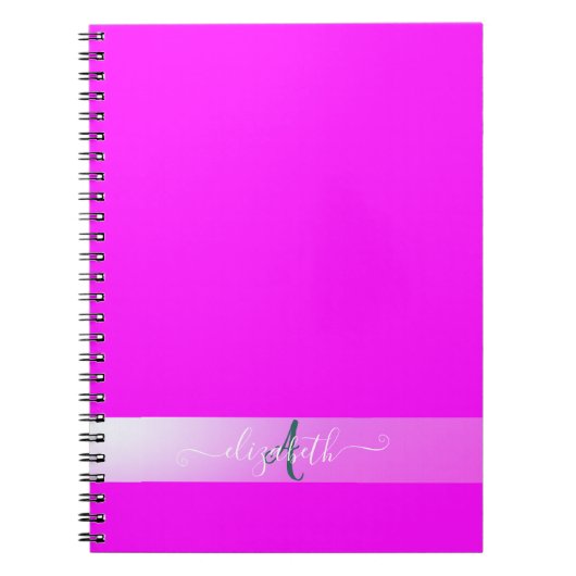 Roze fluorescerend monogram notitieboek (Voorkant)