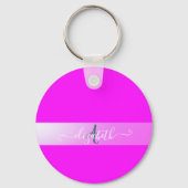 Roze fluorescerend monogram sleutelhanger (Voorkant)