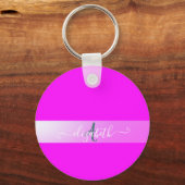 Roze fluorescerend monogram sleutelhanger (Voorkant)