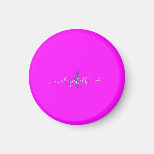 Roze fluorescerend neon monogram magneet (Voorkant)