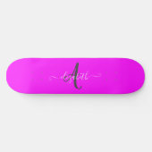 Roze fluorescerend neon monogram persoonlijk skateboard (Horizontaal)