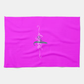 Roze fluorescerend neon monogram theedoek (Horizontaal)