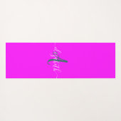 Roze fluorescerend neon monogram yogamat (Achterkant (horizontaal))