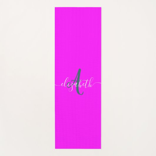Roze fluorescerend neon monogram yogamat (Voorkant)