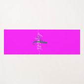Roze fluorescerend neon monogram yogamat (Voorkant (horizontaal))